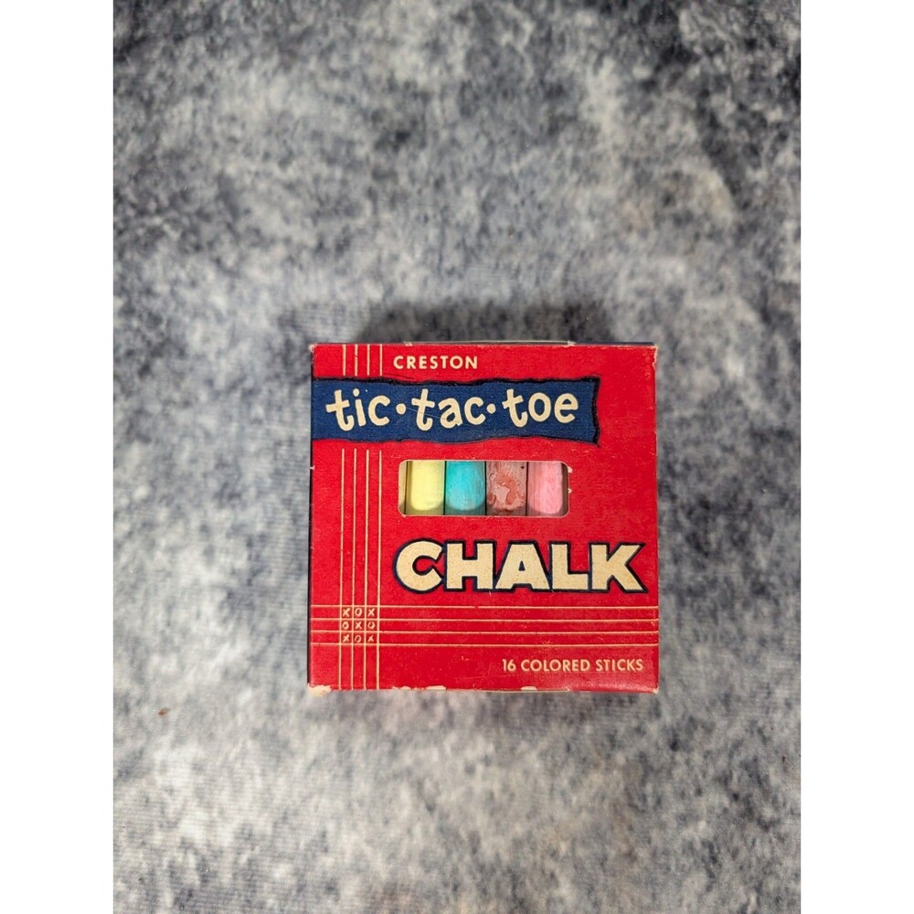 RARE vintage 1950s TIC TAC TOE CHALK box RETRO GRAPHICS kids CHILDREN games